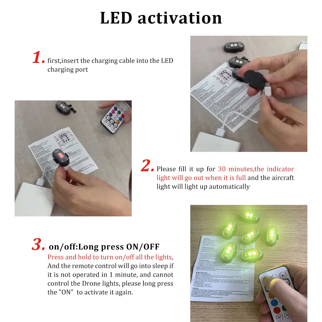 2/4/8Pcs Wireless Remote Contr - Drone Strobe Light ulasan dan harga